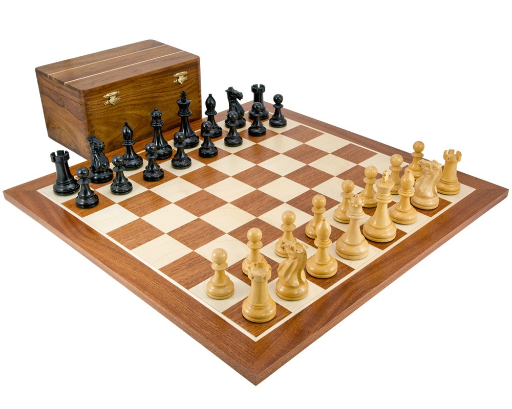 Competition Black Staunton Chess Set with Case