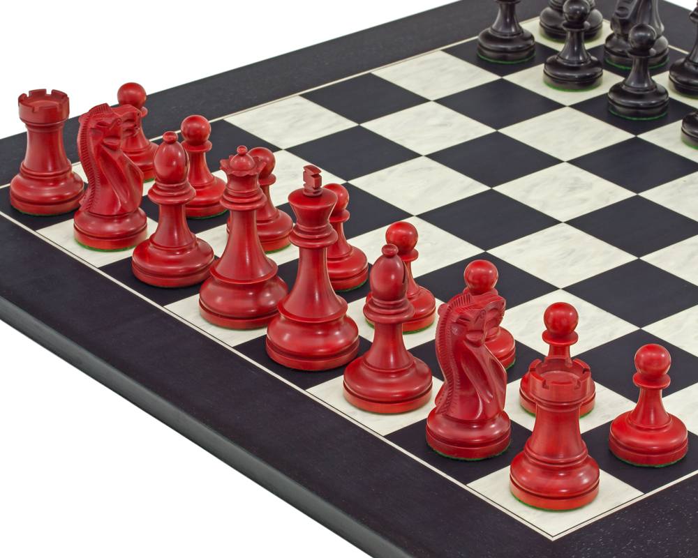 Straight Up Chess Board - Red Cherry Chess Board with Black Contemporary  Frame