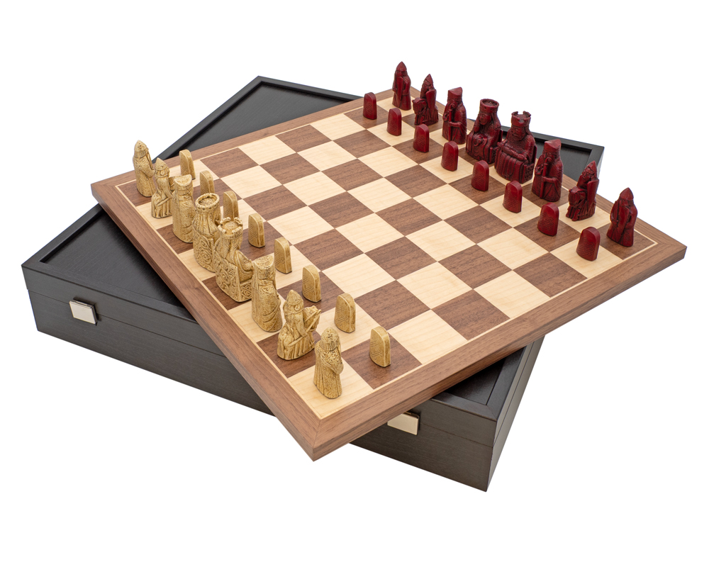 The Isle of Lewis Cardinal & Walnut Deluxe Set with presentation case